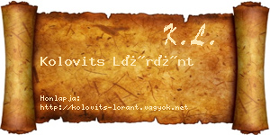 Kolovits Lóránt névjegykártya